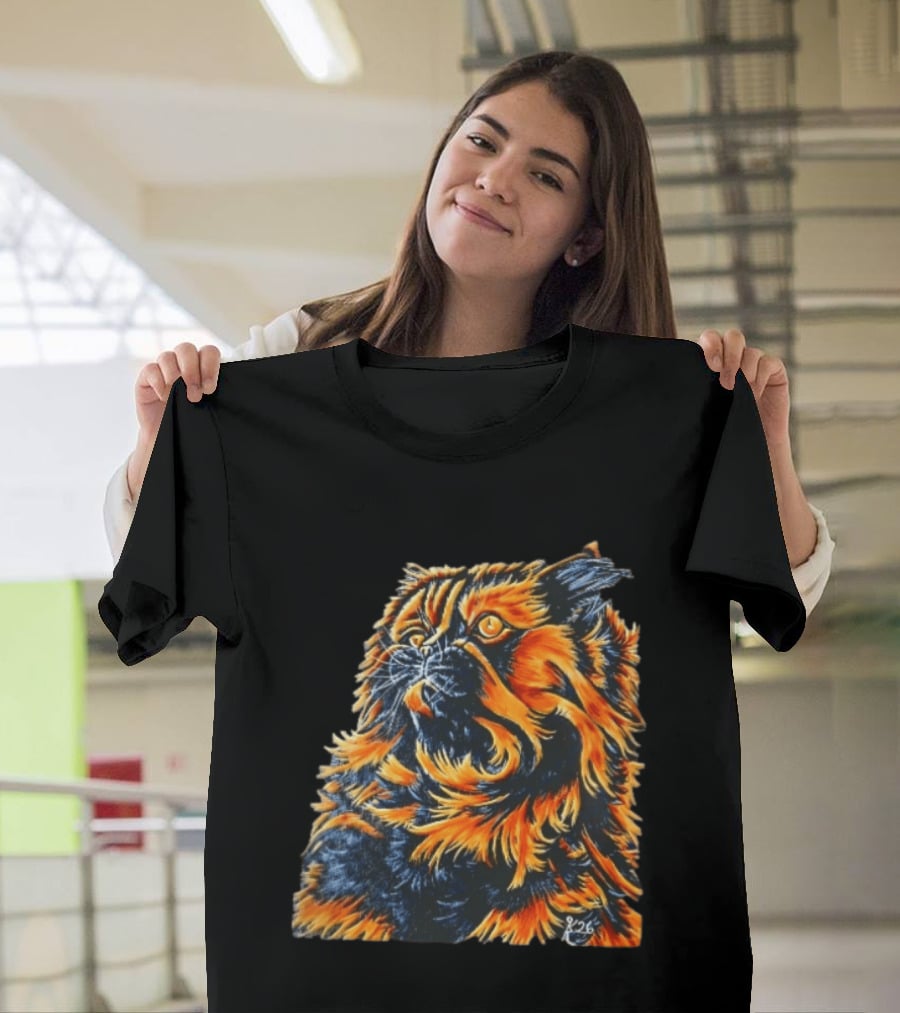 Fluffy Orange Black Tortoiseshell Persian Cat Painting 8/26 T-Shirt