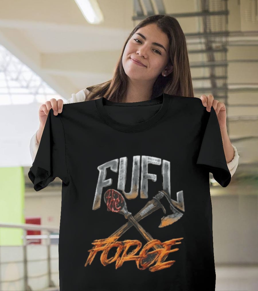 Fuel Forge Crossed Bloody Spoon Axe Flames T-Shirt
