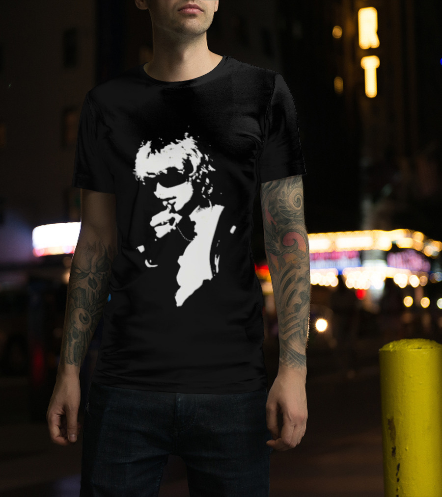 High Contrast Stencil Style Iconic Sunglasses Smoking Man T-Shirt