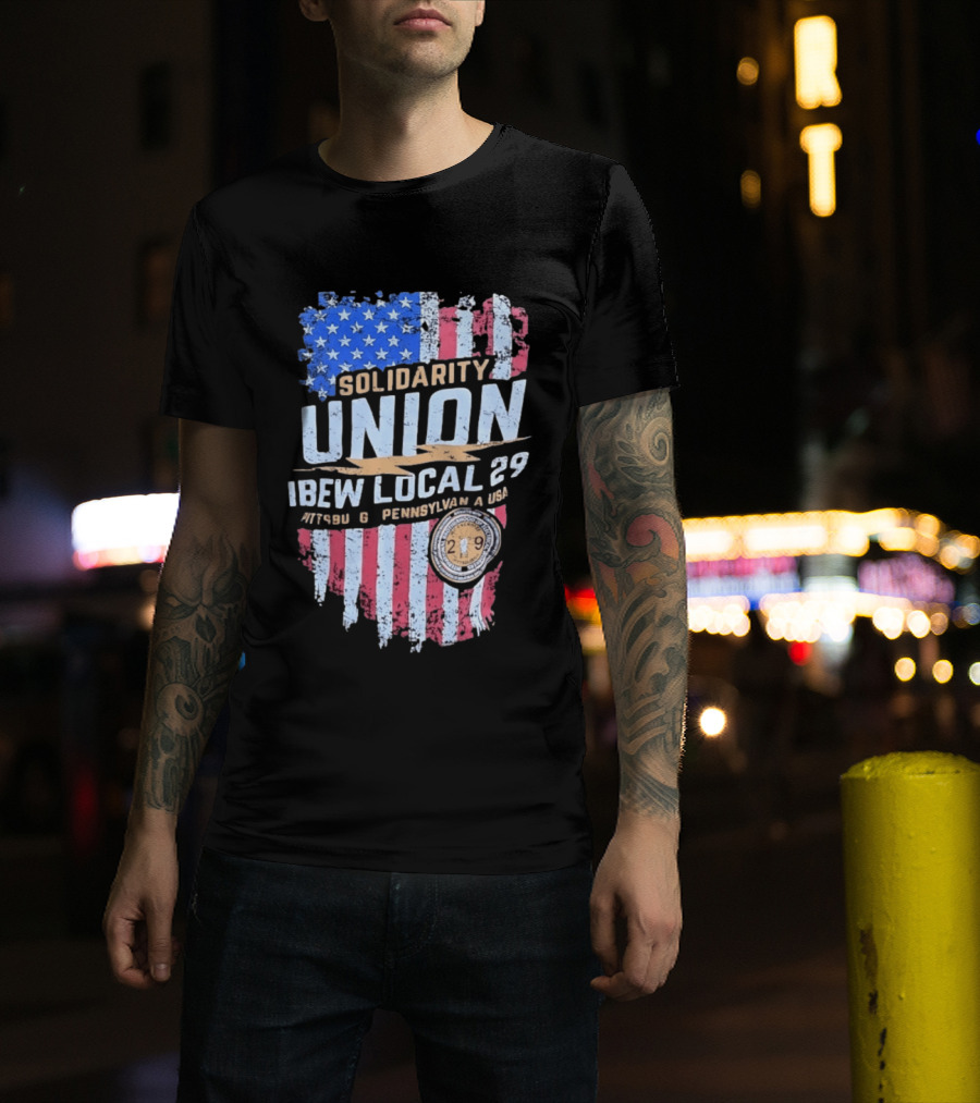 Solidarity Union IBEW Local 29 Pennsylvania USA American Flag T-Shirt