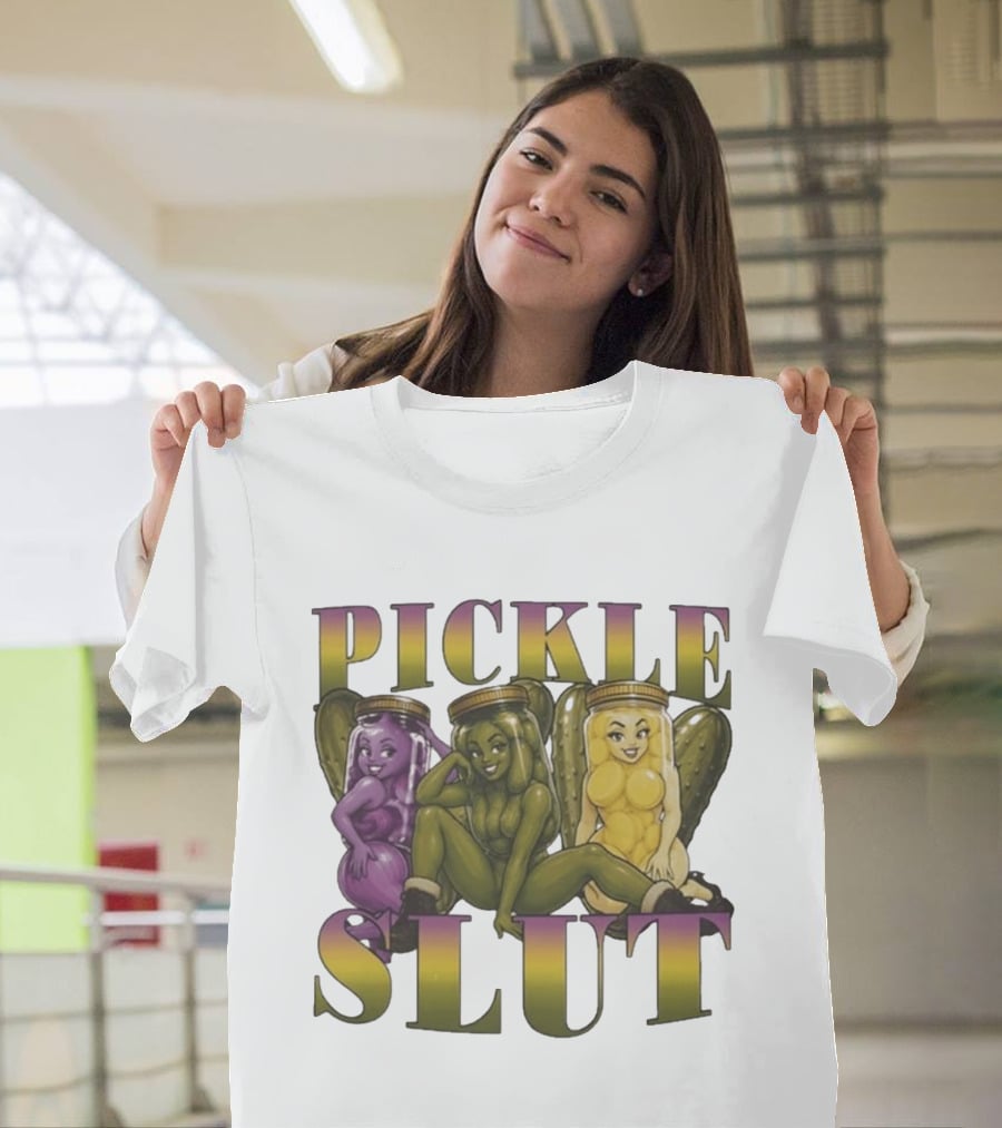 Pickle Slut Food Humor Cute Cartoon Jar Characters T-Shirt