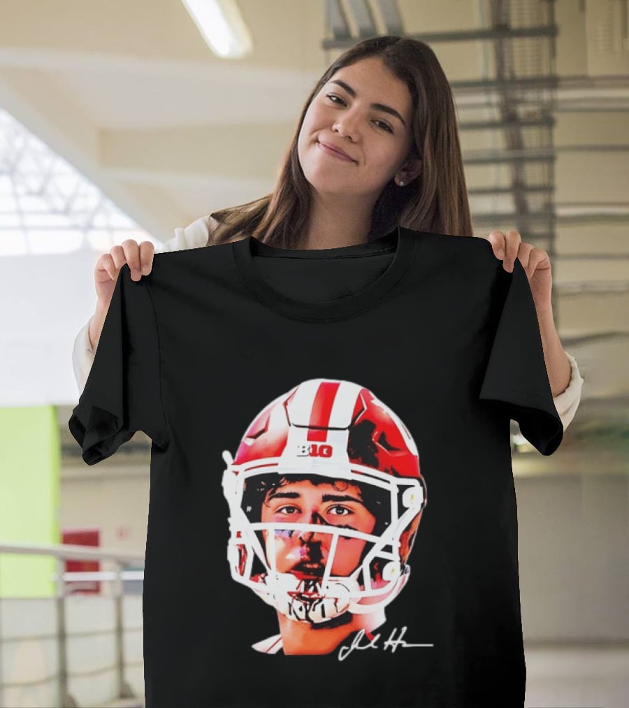 Indiana Hoosiers Big Ten Football Jack Howes Signature Helmet T-Shirt