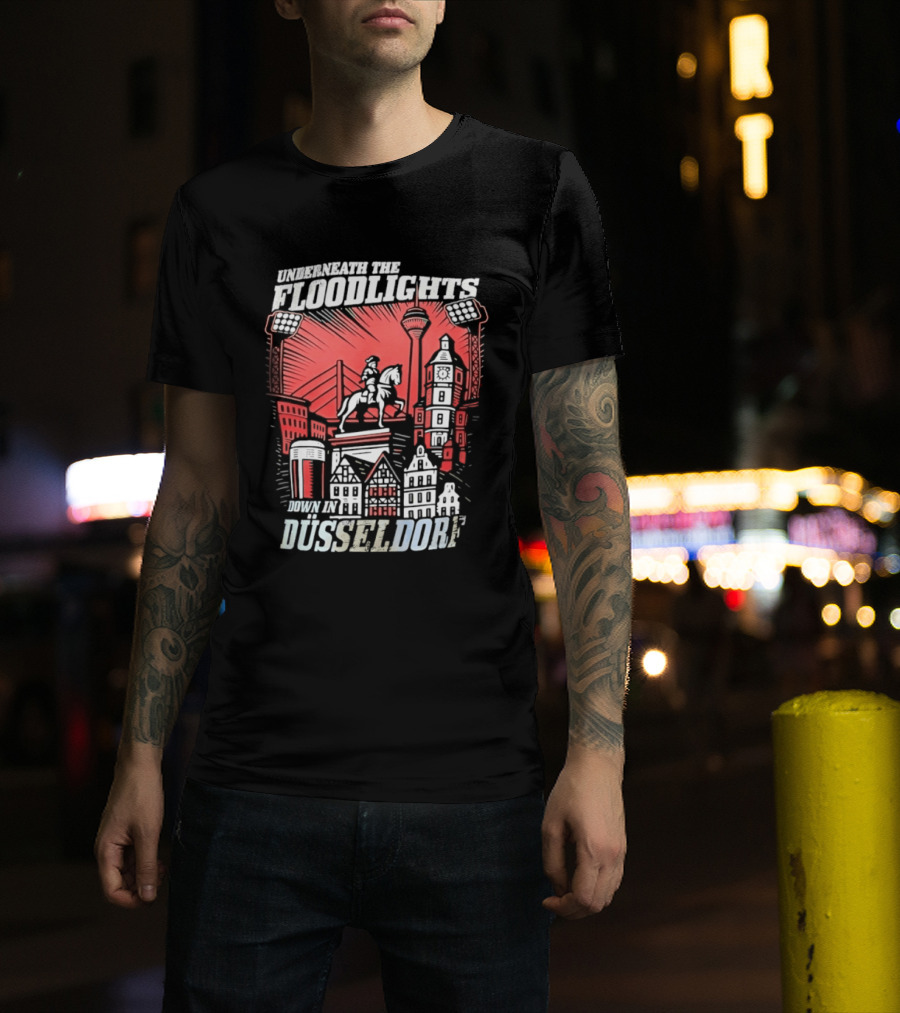 Underneath The Floodlights Düsseldorf Skyline And Equine Monument T-Shirt