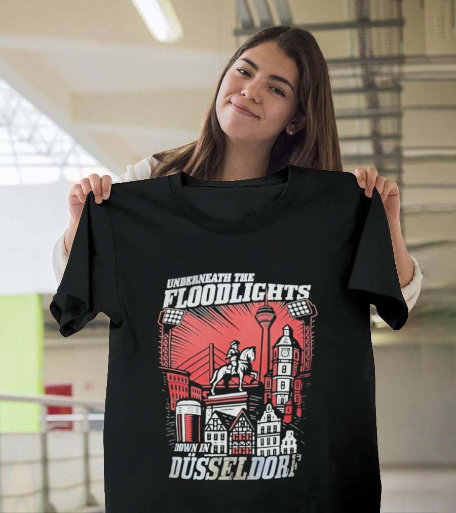 Underneath The Floodlights Düsseldorf Skyline And Equine Monument T-Shirt