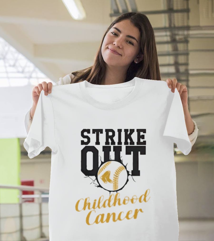 Strike Out Childhood Cancer Boston Red Sox Baseball Team Awareness T-Shirt