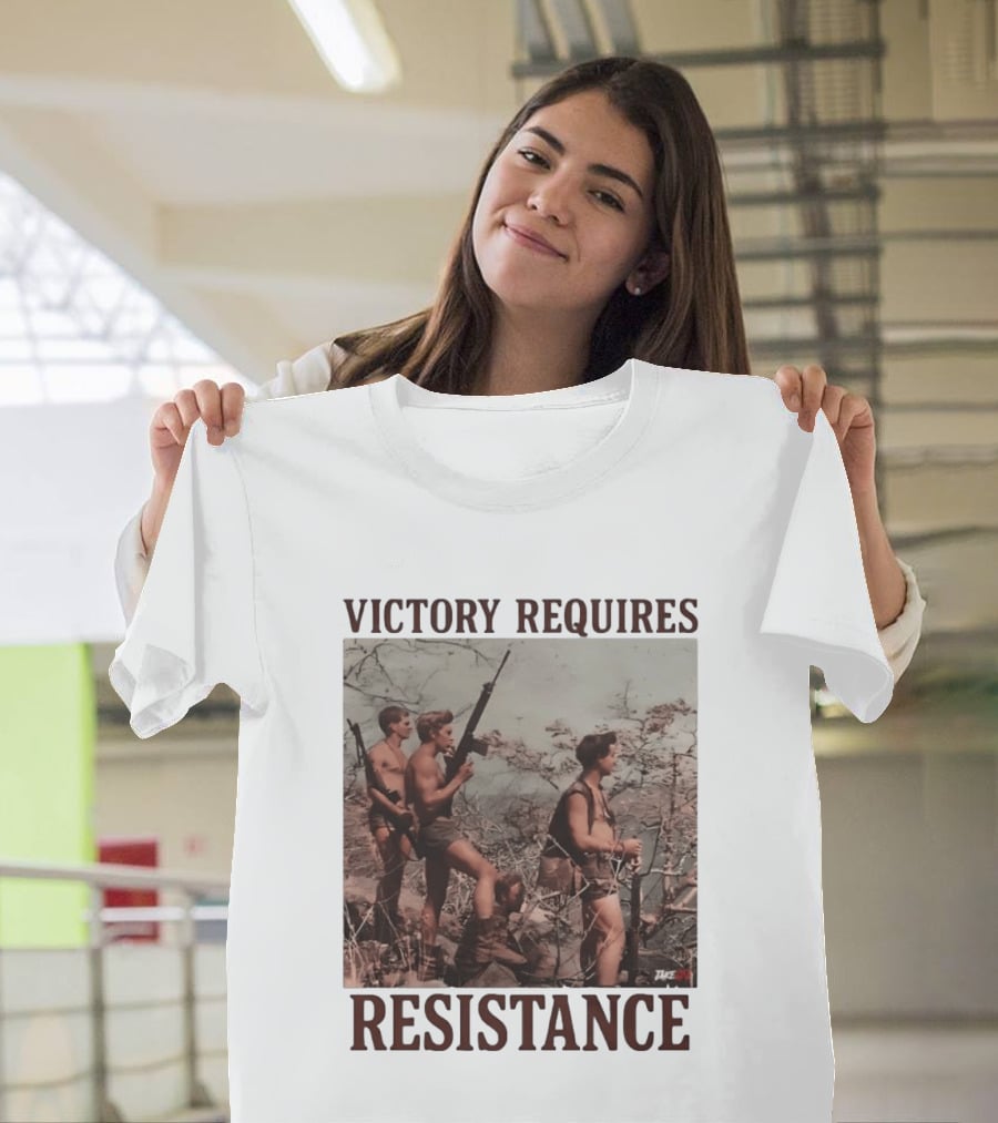 Victory Requires Resistance Military Soldiers Armed Defense T-Shirt