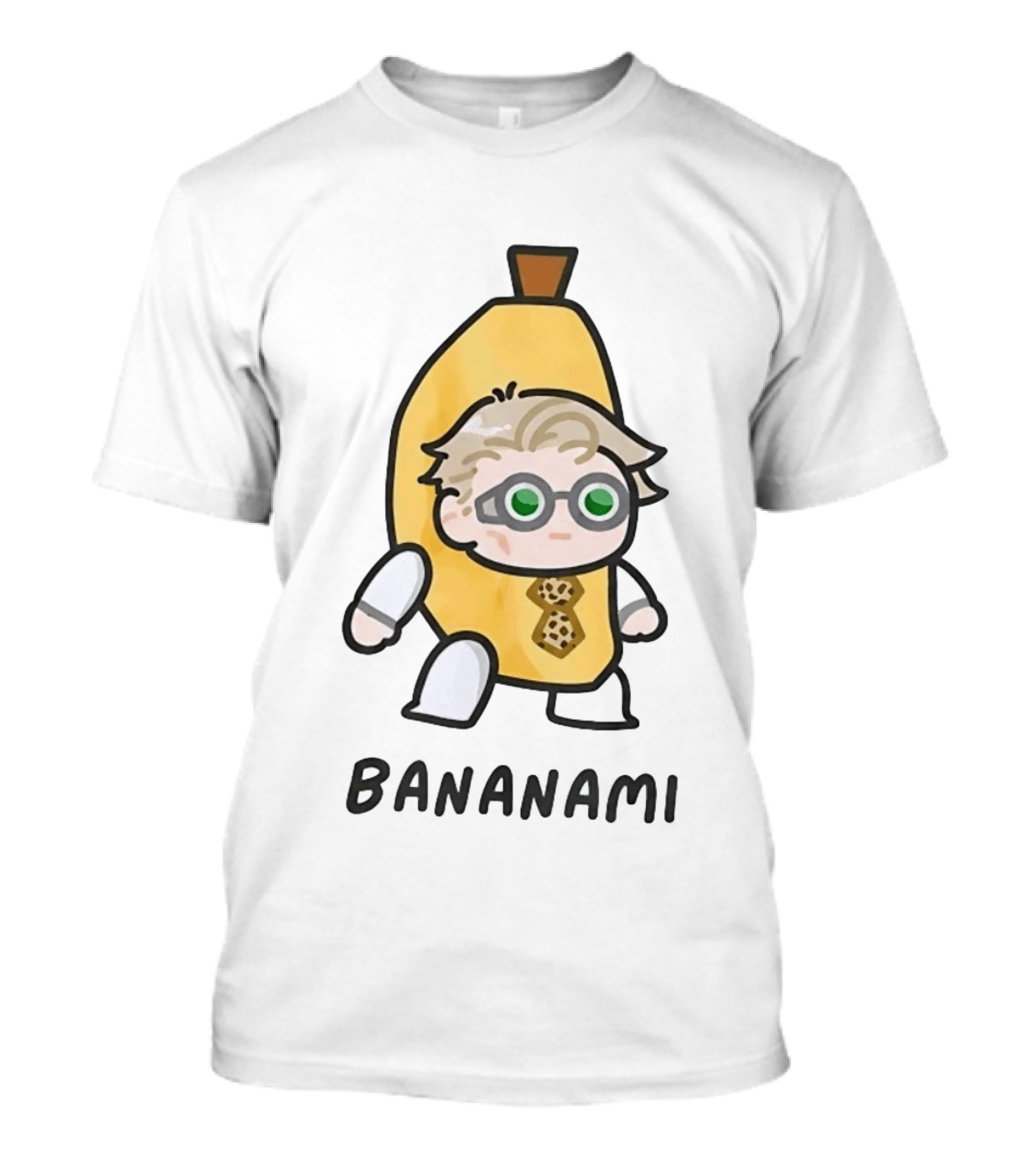 Bananami Cute Chibi Anime Banana Costume With Glasses And Tie T-Shirt