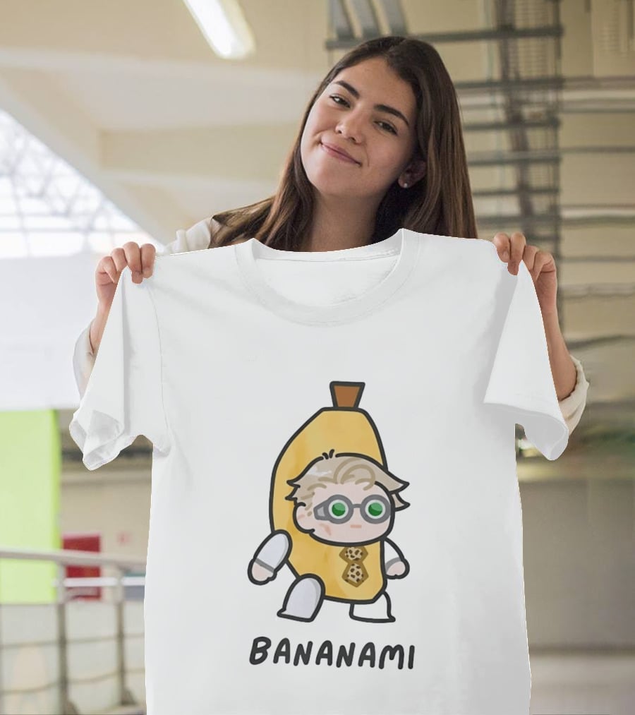 Bananami Cute Chibi Anime Banana Costume With Glasses And Tie T-Shirt