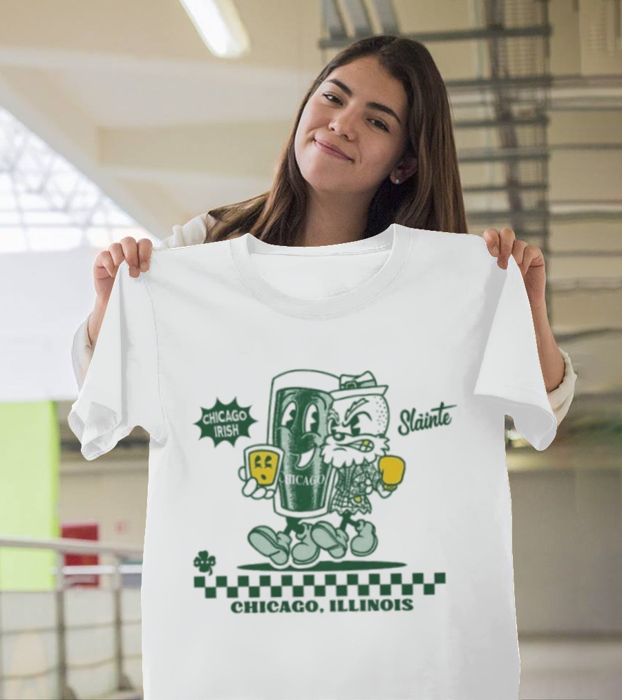 Chicago Illinois Irish Slainte Beer Pint St Patrick's Day T-Shirt
