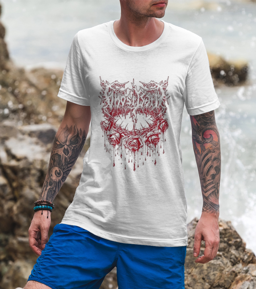 Ghost Bath Rose Thorn Dripping Red Roses T-Shirt