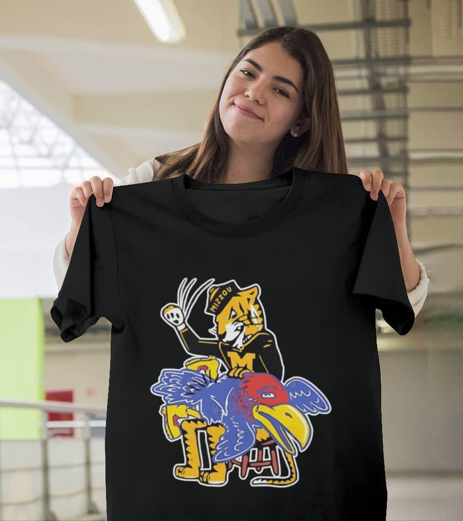 Mizzou Tigers Vs Kansas Jayhawk Rivalry Cartoon T-Shirt