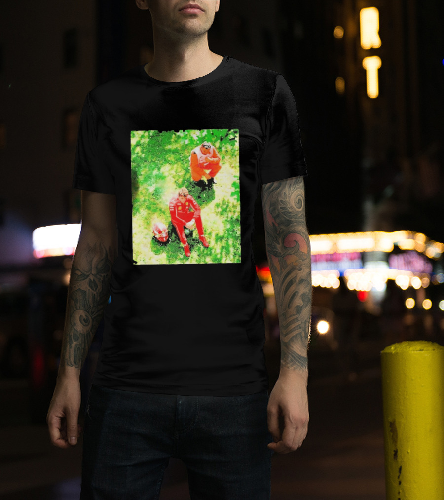 Monza GP Charles Leclerc Helmet On Grass Crash Moment T-Shirt