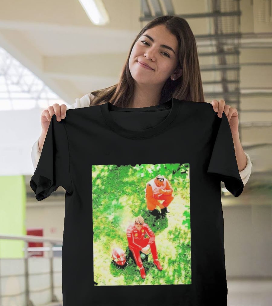 Monza GP Charles Leclerc Helmet On Grass Crash Moment T-Shirt