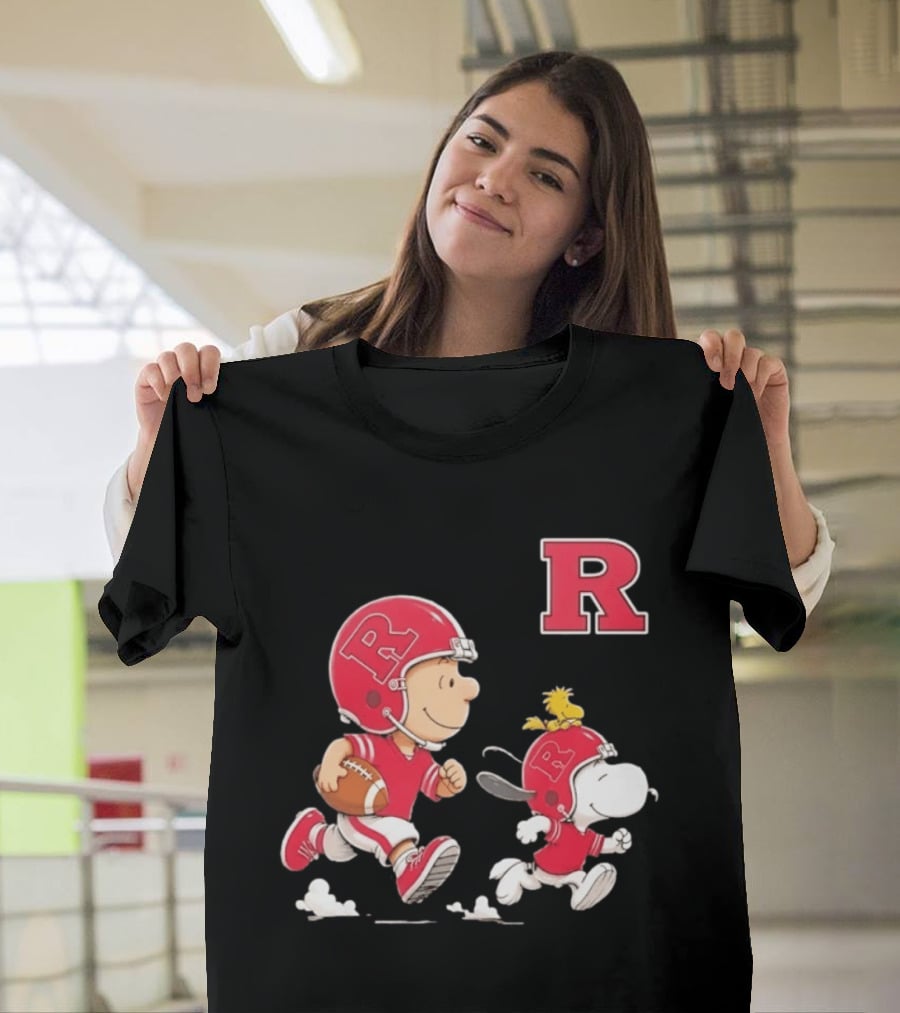 Charlie Brown Snoopy Woodstock Rutgers Scarlet Knights Football Fan Gear T-Shirt