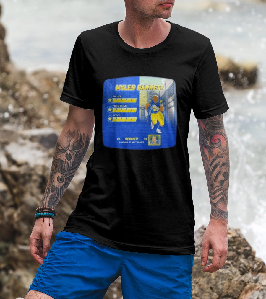 Myles Garrett Power Pass Rush Speed LA Rams 2026 Melbourne Game T-Shirt