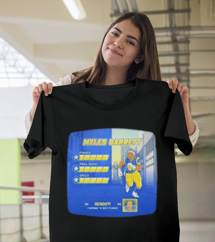 Myles Garrett Power Pass Rush Speed LA Rams 2026 Melbourne Game T-Shirt