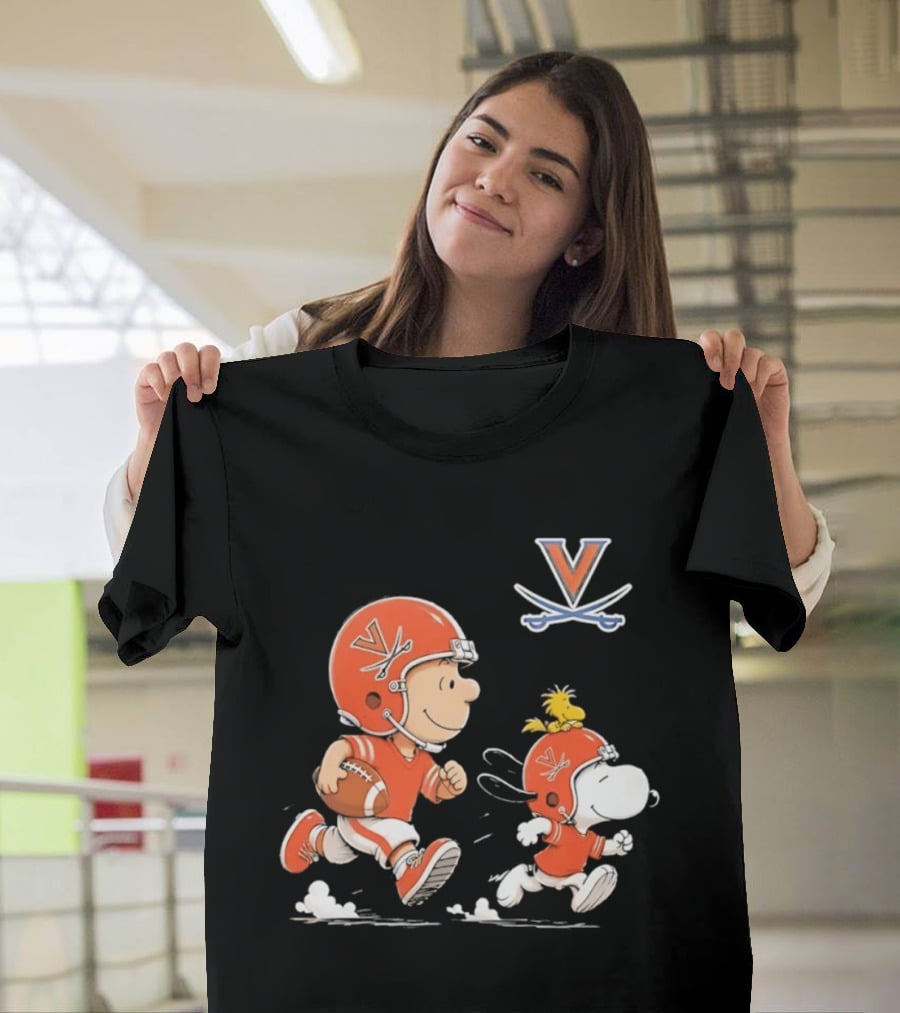 Charlie Brown Snoopy Woodstock Virginia Cavaliers Football Fun T-Shirt