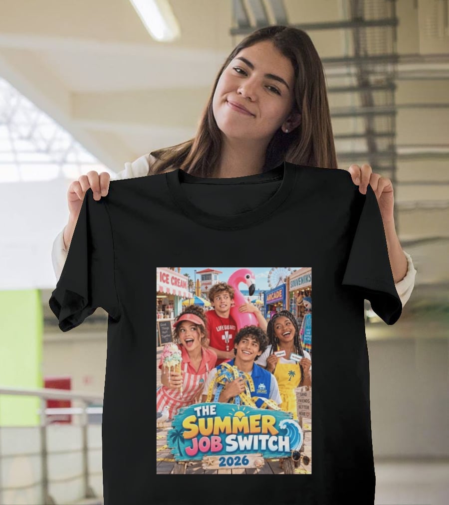 The Summer Job Switch 2026 Ice Cream Adventure Lifeguard Arcade Souvenirs Sand Friends T-Shirt