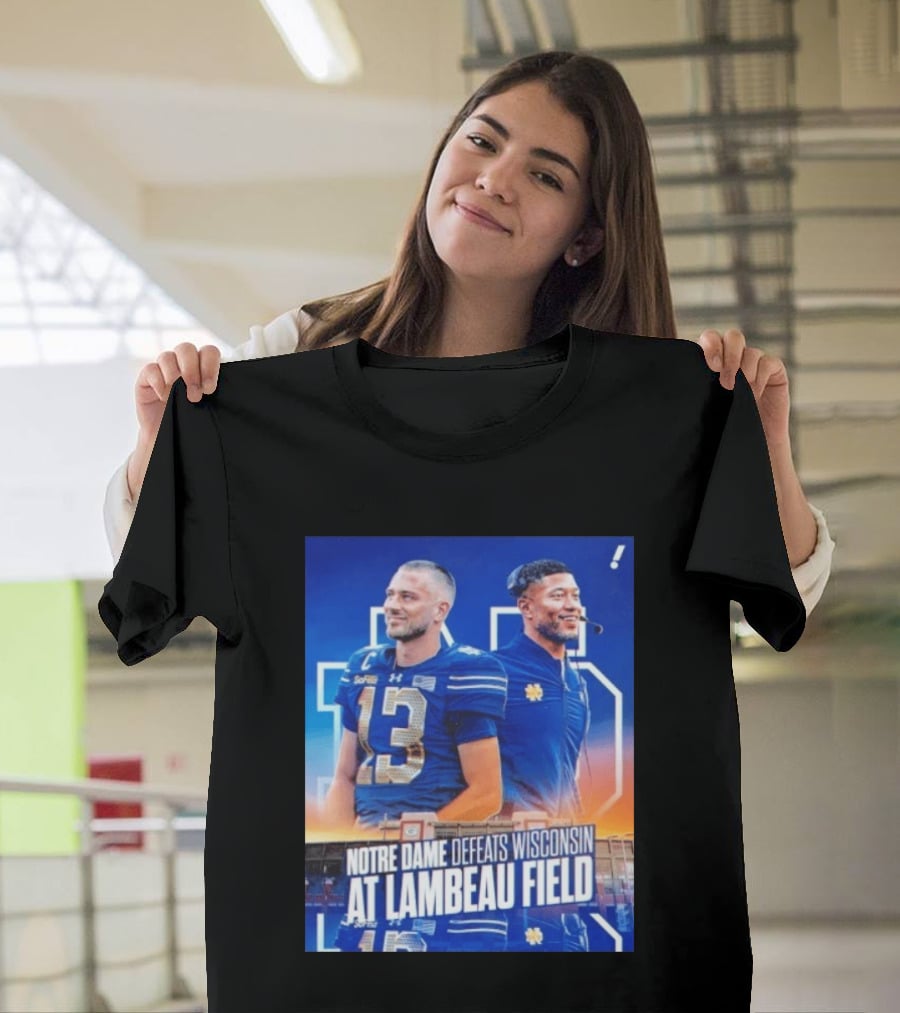 Notre Dame Defeats Wisconsin At Lambeau Field Notre Dame Fighting Irish Victory T-Shirt