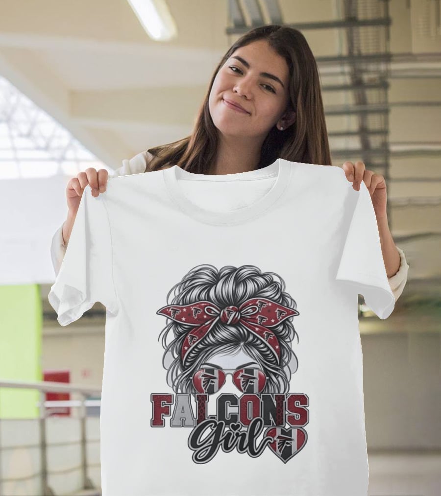 Falcons Girl Messy Bun Bandana Sunglasses T-Shirt