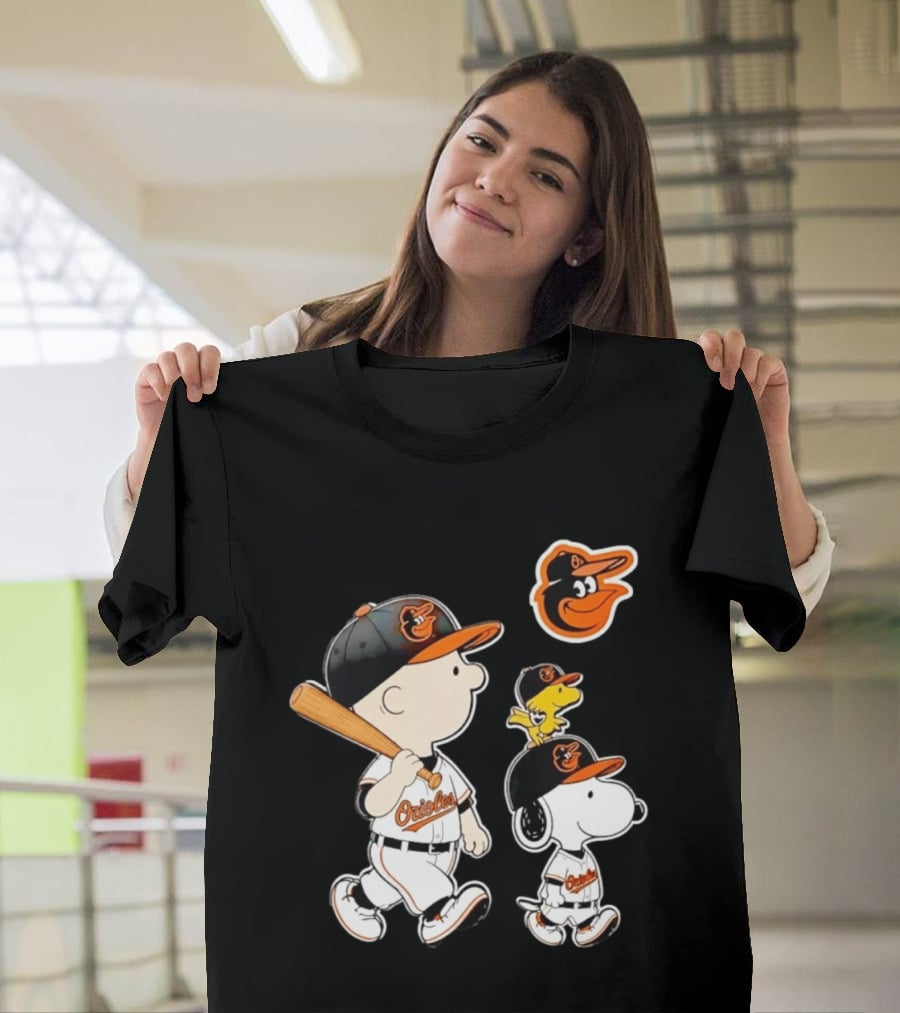 Woodstock Charlie Brown Snoopy Orioles Baseball Team T-Shirt