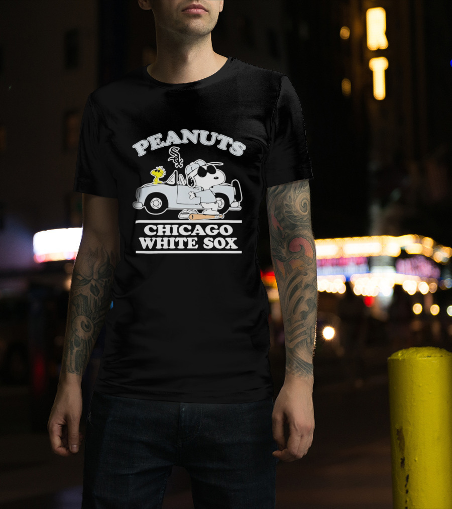 Peanuts Snoopy Woodstock In Car Chicago White Sox Baseball T-Shirt