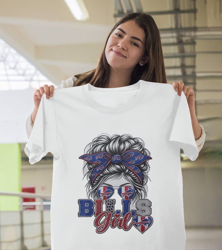 Buffalo Bills Girl Messy Bun Sunglasses BILLS Girl T-Shirt