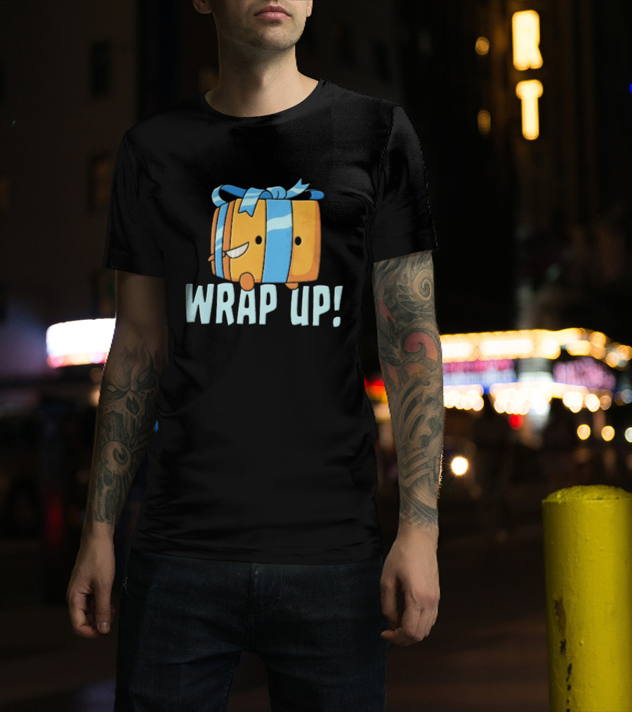 Mischievous Cartoon Ribboned Present Wrap Up With Knife T-Shirt