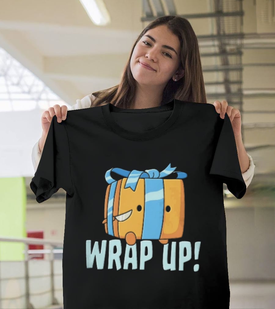 Mischievous Cartoon Ribboned Present Wrap Up With Knife T-Shirt