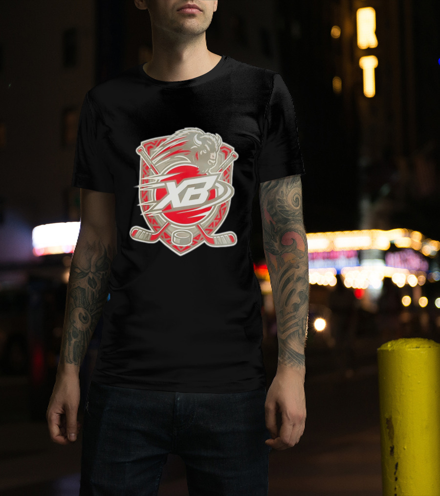 XB Buffalo Hockey Team Emblem With Crossed Sticks And Puck T-Shirt
