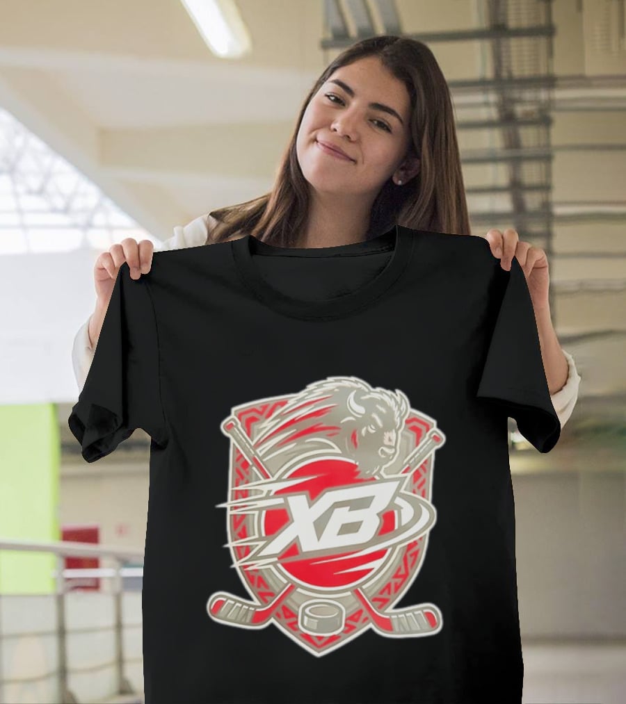 XB Buffalo Hockey Team Emblem With Crossed Sticks And Puck T-Shirt