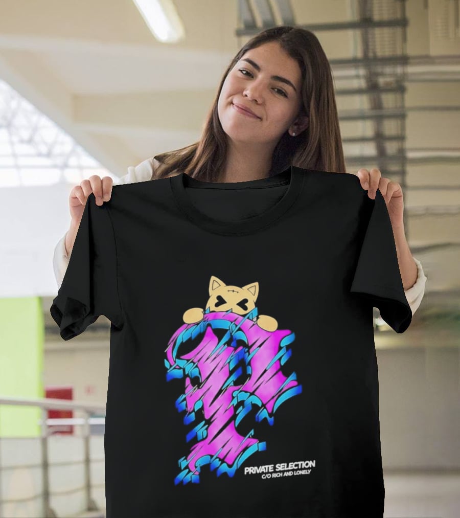 Private Selection C O Rich And Lonely Streetwear Cat Graffiti Aesthetic T-Shirt