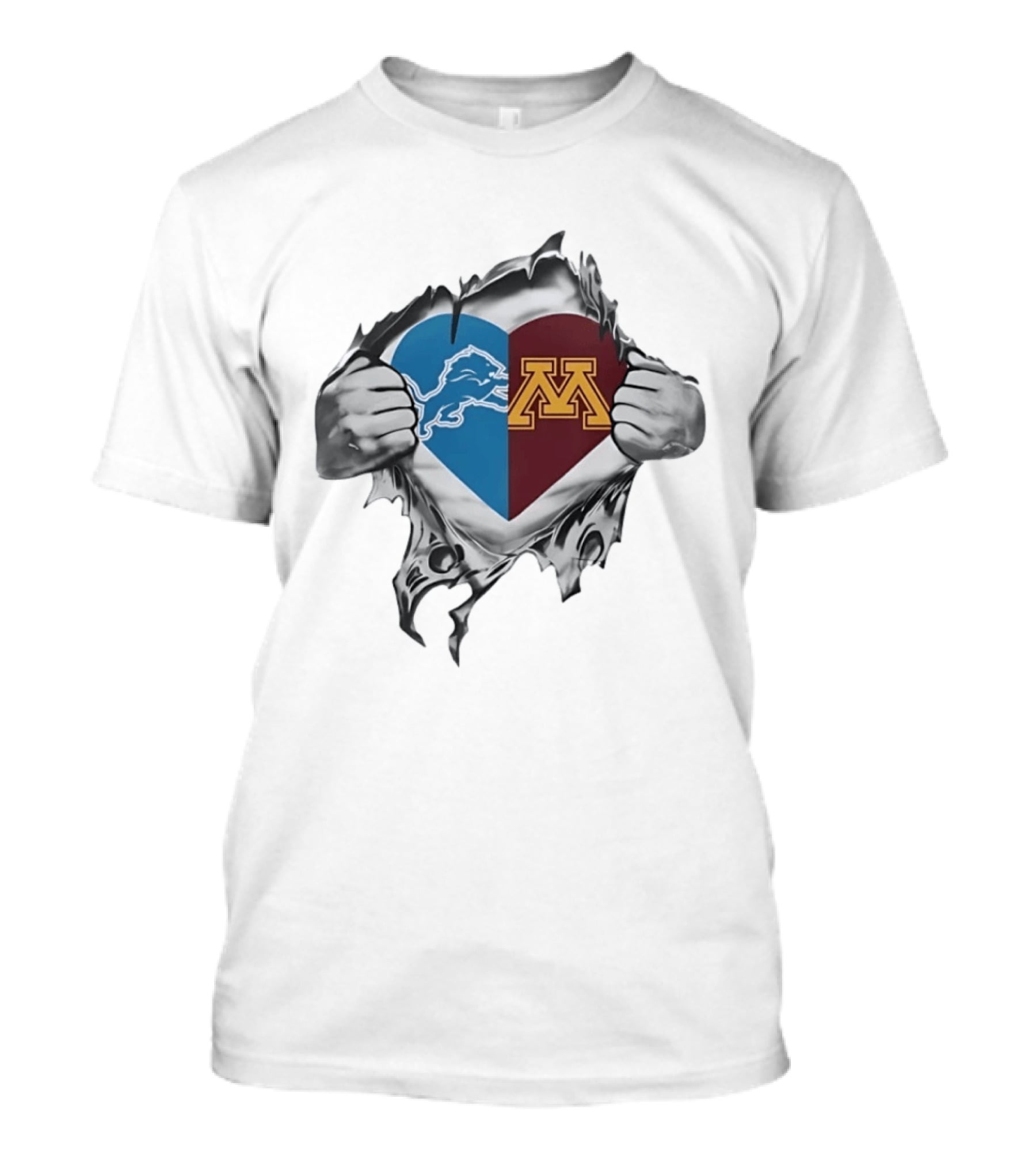 Detroit Lions And Minnesota Golden Gophers Heart T-Shirt