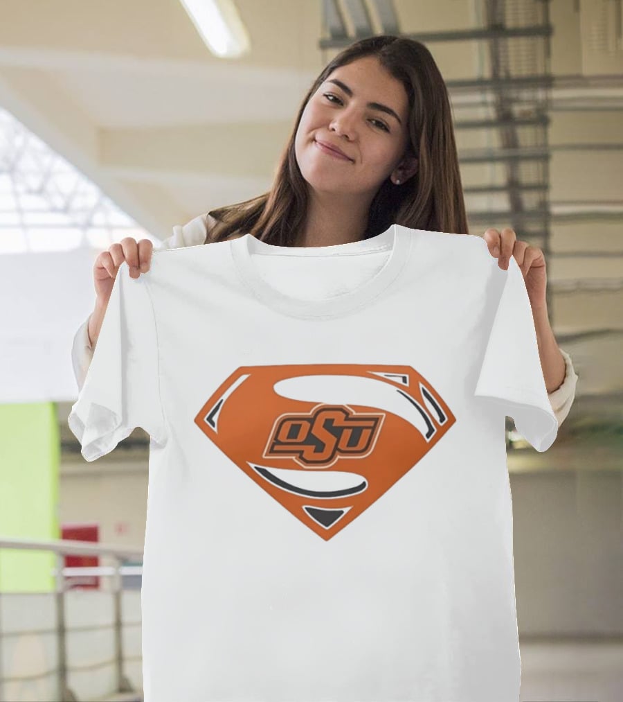 Oklahoma State University OSU Superman Emblem Orange T-Shirt