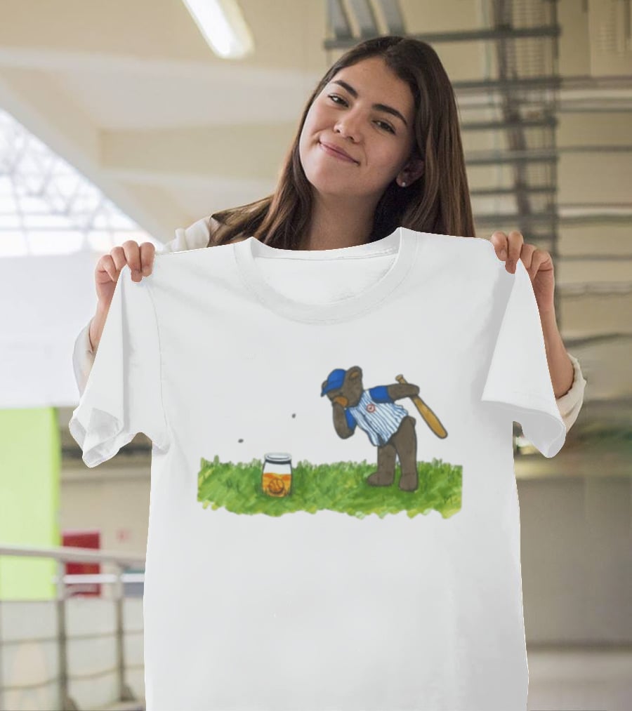 South Bend Cubs Bear With Baseball Bat And Honey Jar On Grass T-Shirt