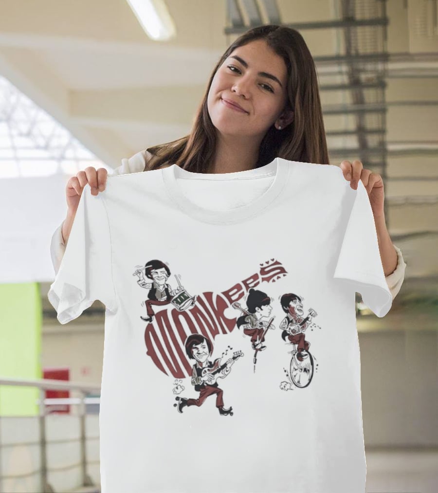 The Monkees Cartoon Band Members Davy Jones Micky Dolenz Mike Nesmith Peter Tork T-Shirt