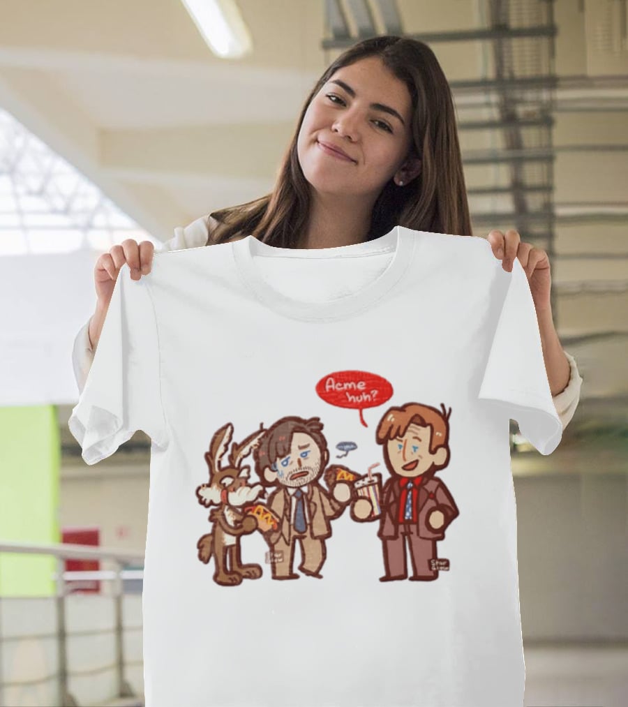 Wile E Coyote Saul Goodman Jimmy McGill Acme Huh Yeah Pizza Milkshake Cartoon Character Collaboration T-Shirt