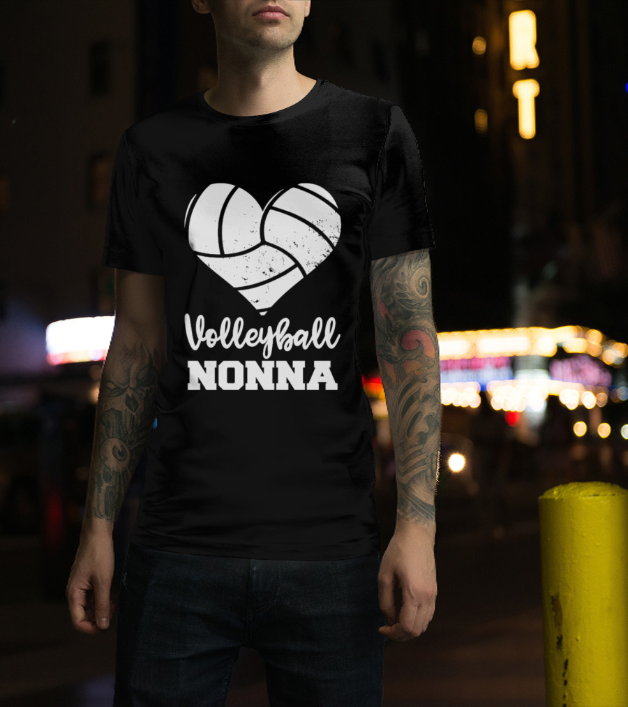 Volleyball Nonna Distressed Heart T-Shirt