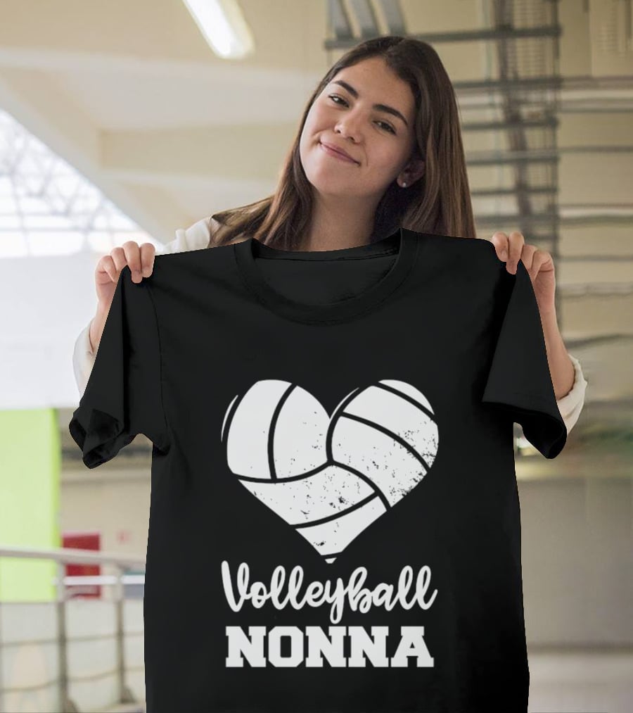 Volleyball Nonna Distressed Heart T-Shirt