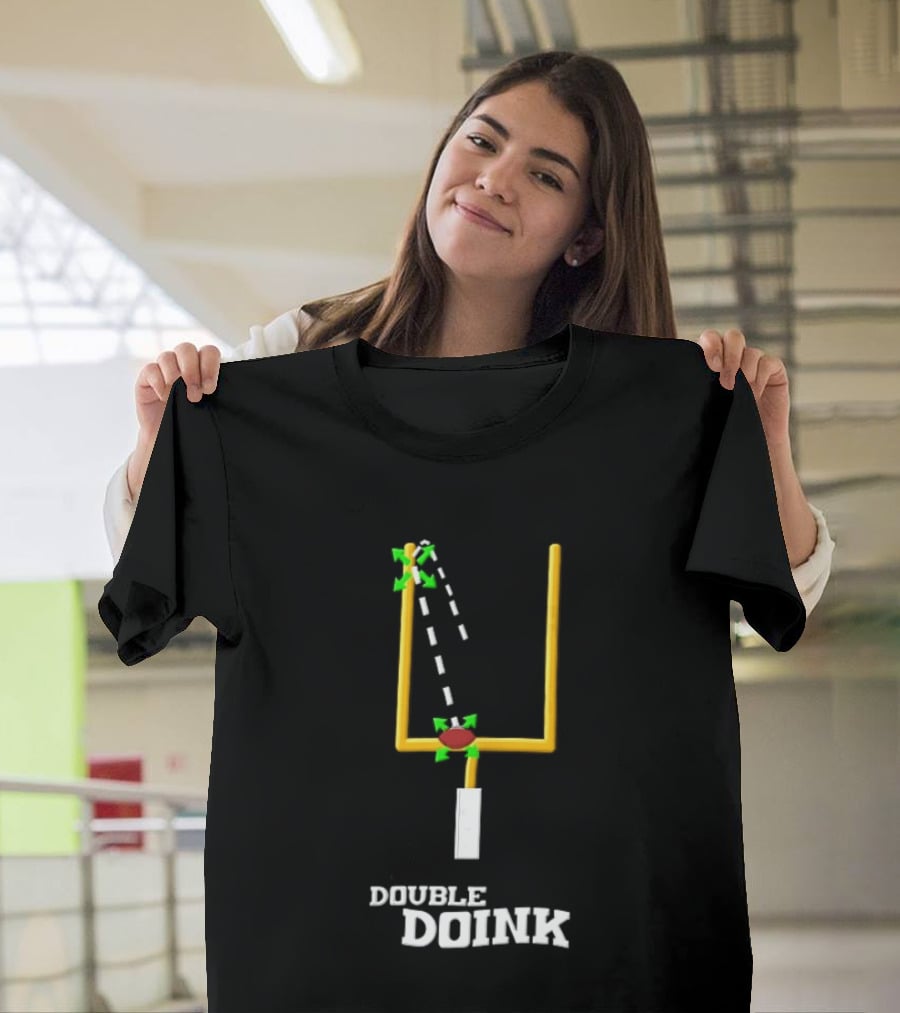 Double Doink Yellow Goalpost Football Collision Trajectory T-Shirt