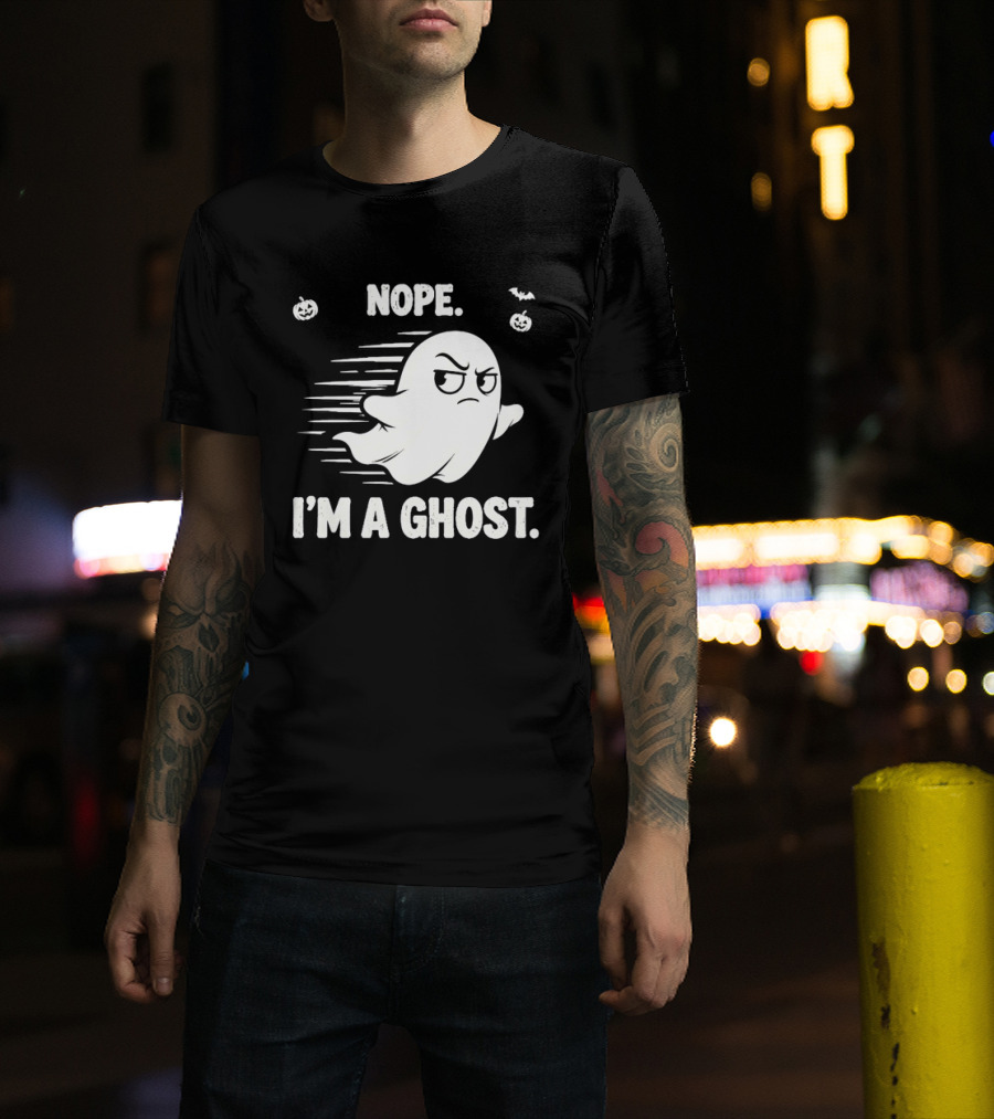 Nope I'm A Ghost Halloween Spooky With Pumpkins And Bats T-Shirt