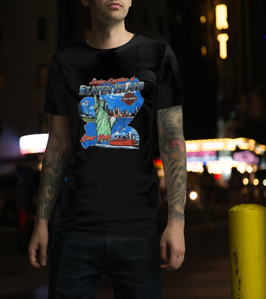Harley Davidson Of Staten Island Liberty NYC Skyline New York T-Shirt