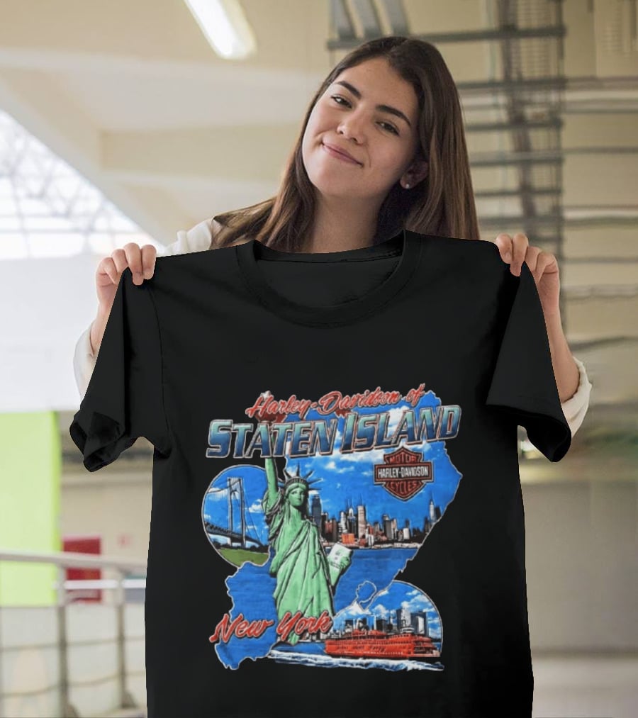 Harley Davidson Of Staten Island Liberty NYC Skyline New York T-Shirt