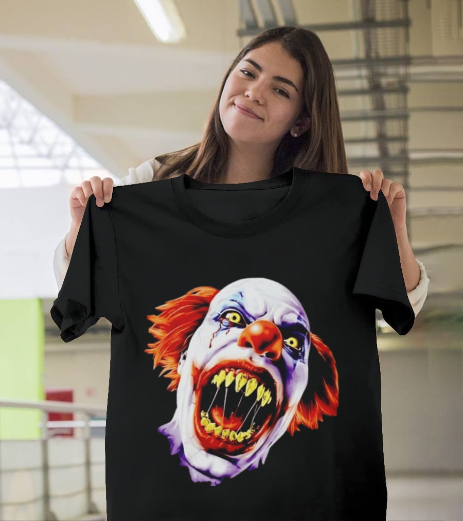Scary Pennywise The Clown IT Horror Teeth And Fiery Hair T-Shirt