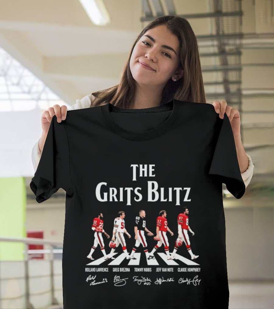 The Grits Blitz Rolland Lawrence Greg Brezina Tommy Nobis Jeff Van Note Claude Humphrey Abbey Road T-Shirt
