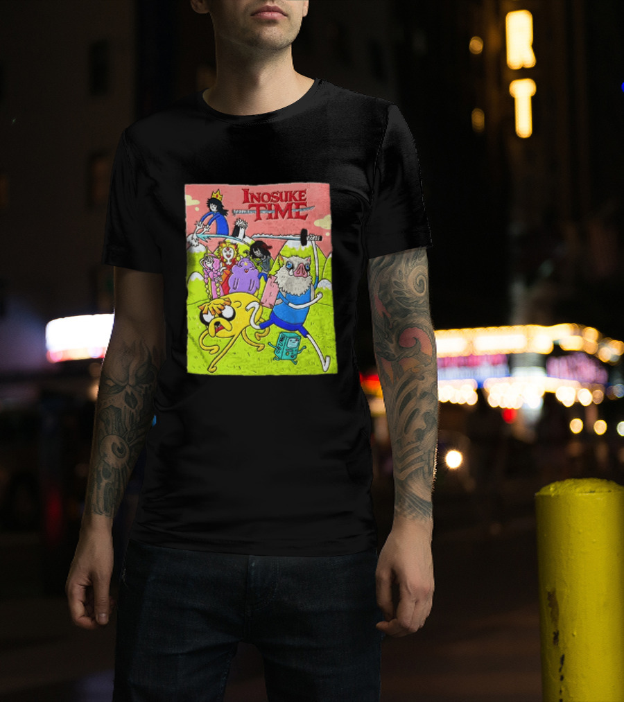 Inosuke Time Adventure With Demon Slayer Crossover Characters T-Shirt