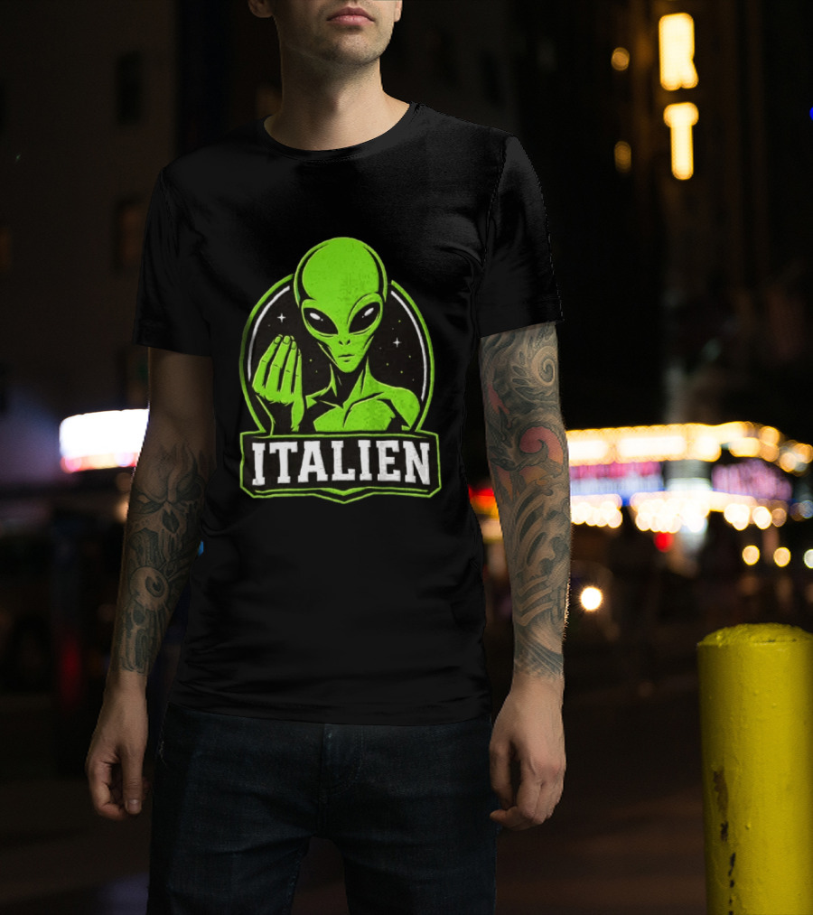 Italien Alien Hand Gesture Space Humor T-Shirt
