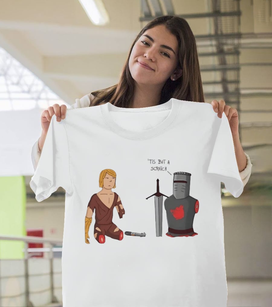 Anakin Skywalker And The Black Knight 'Tis But A Scratch Crossover Humor T-Shirt
