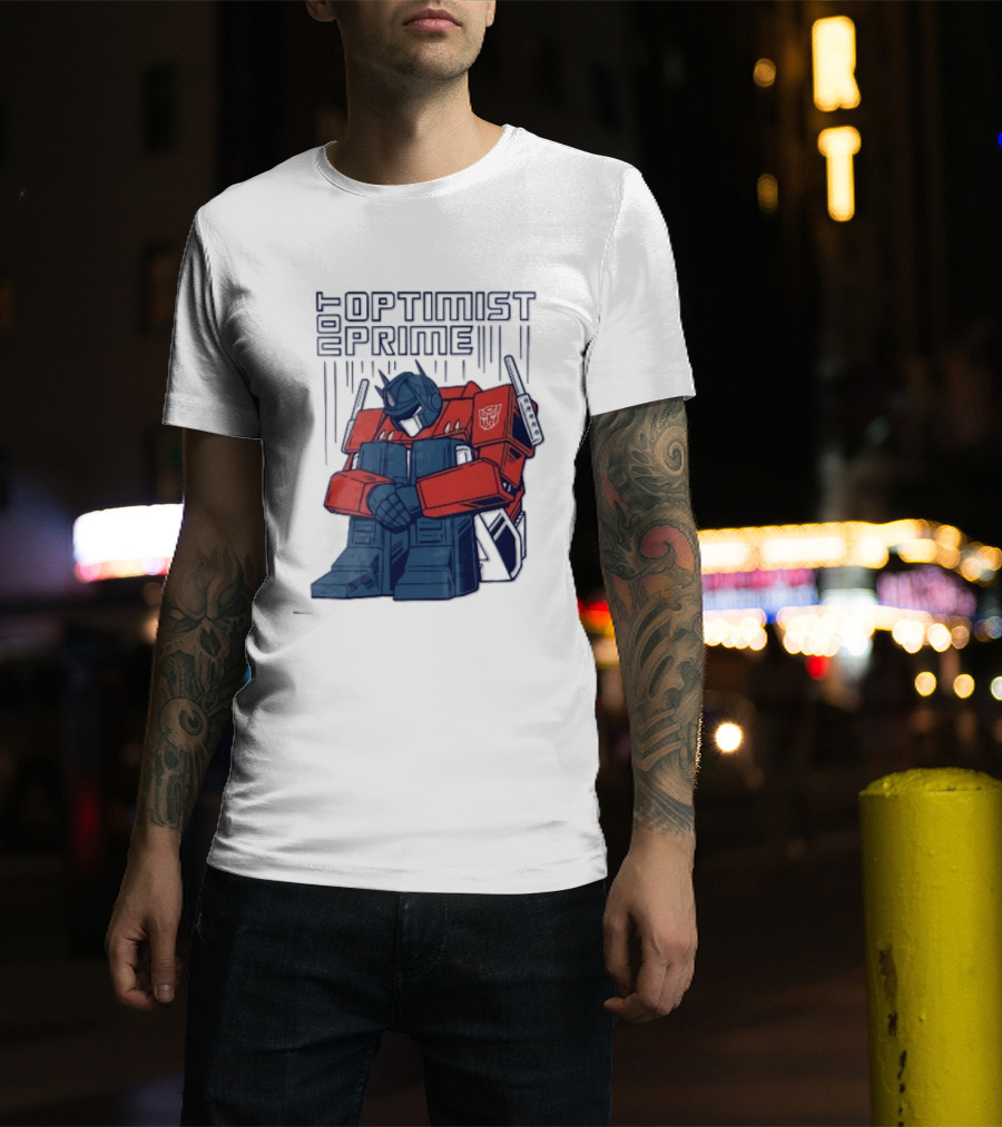 Optimist Prime Depressed Sad Robot Autobots Sitting T-Shirt