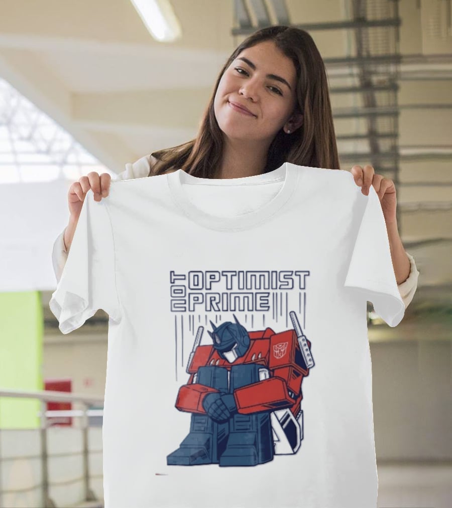 Optimist Prime Depressed Sad Robot Autobots Sitting T-Shirt